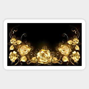 Black Background with Gold Roses Sticker